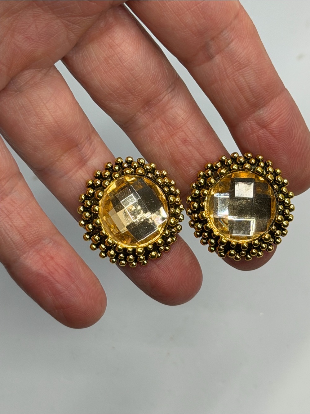 Gold Crystal Beaded Stud Earrings - Women Jewelry